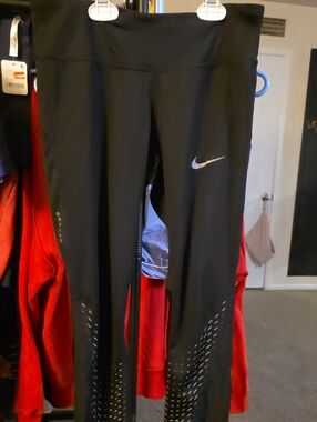Nike Black Leggings with Silver Reflective Swoosh